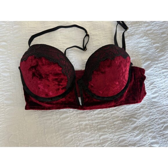 Fredericks Of Hollywood X Megan Fox Velvet Lace Bra 36B Burnout Whimsigoth fairy - Picture 1 of 8